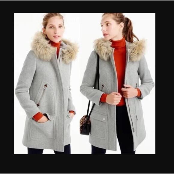 J. Crew Size 8 Gray Stadium Cloth by Nello Gori Full Zip Snap Lined Wool Coat - Picture 2 of 7